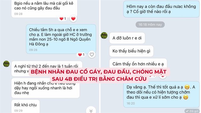 Bệnh nhân đau cổ gáy, đau đầu, chóng mặt sau 4 buổi điều trị bằng châm cứu